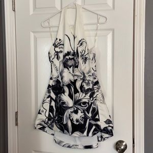 Floral black and white dress